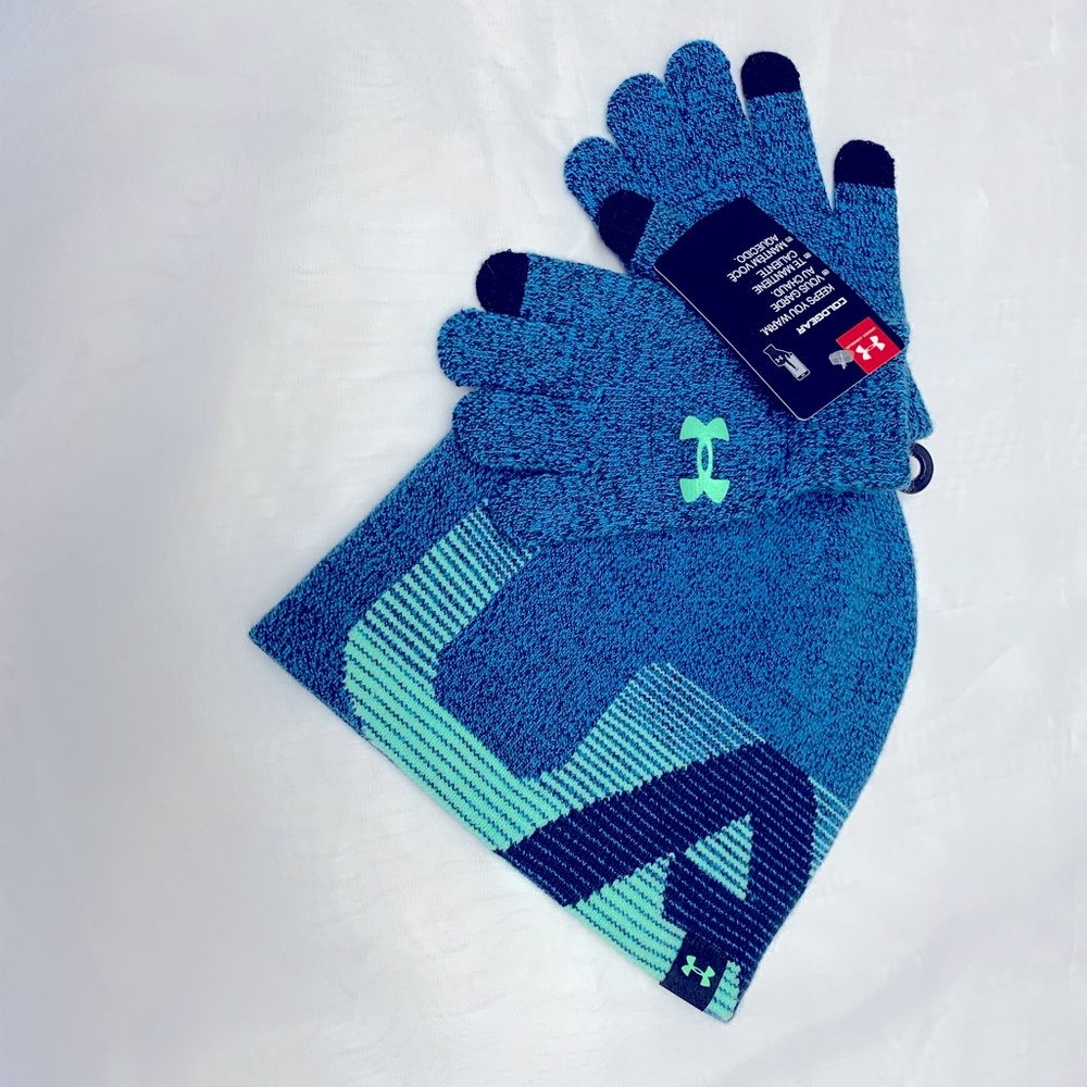 🆕 NWT Under Armour Youth Hat and Glove Set